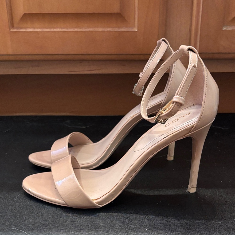 Aldo Blush Leather Ankle-Strap Stiletto Sandals